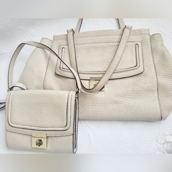 Kate Spade NY BANDLE Everett Way Tallulah Large & Crossbody Pebble Leather Cream - Picture 5 of 15